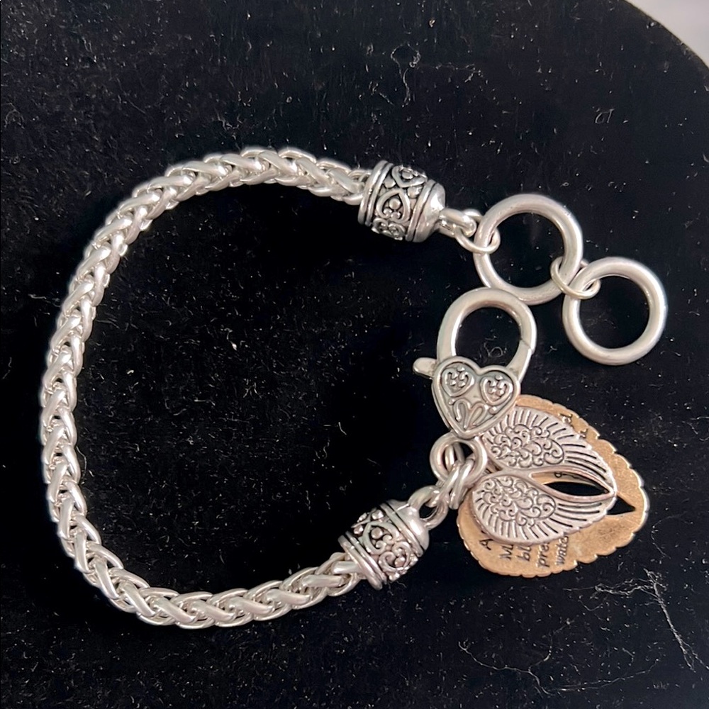 Silver and Gold tone Angel Wings  Charm Bracelet